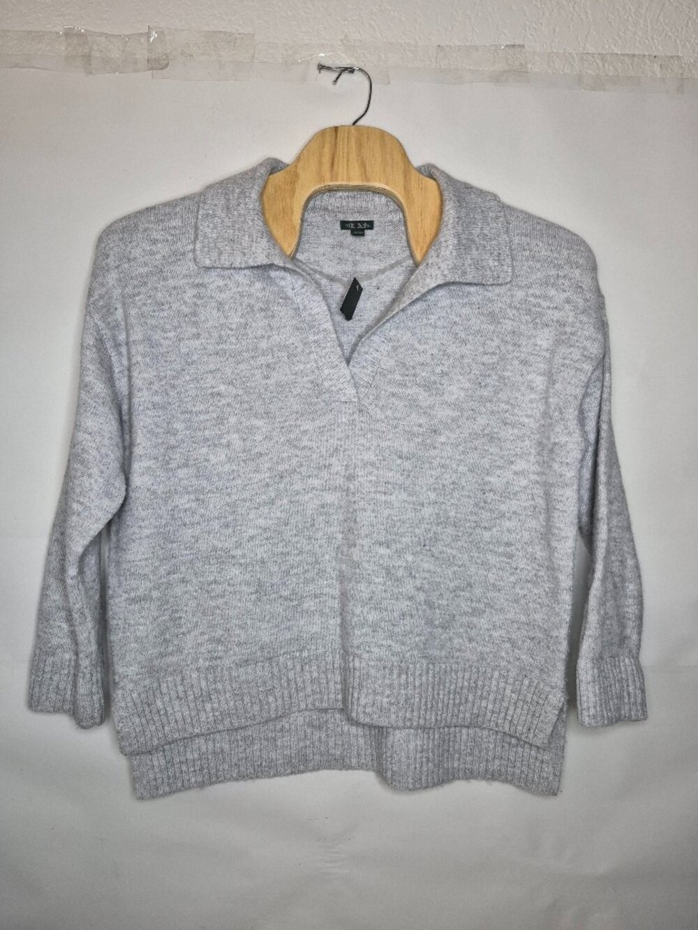 Wild Fable Womens XXL Boxy Heather Gray Collared Pullover Long Sleeve Sweater